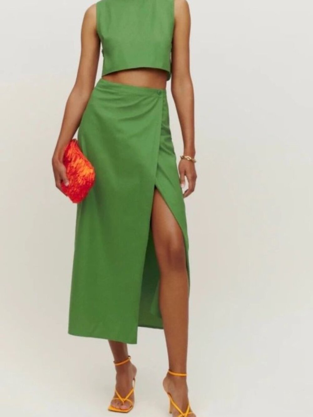 Reformation Green Mylie Midi Skirt Size 2